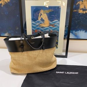 Saint Laurent Raffia Tote Bag